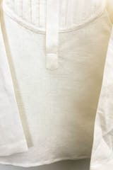 Off-white linen kurta with pleated front yoke