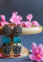 Flower Blue Stone Earrings