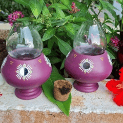 Traditional Oil Lamps: Purple (Set of 2)