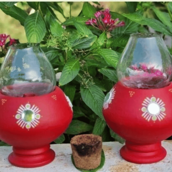 Traditional Oil Lamps: Red (Set of 2)