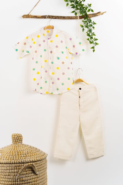 Polka Party shirt & linen pants