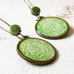 Hoop With Beads - Green Ceramic