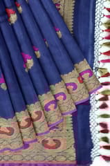 Banarasi Desi Tussar Meena - Navy Blue