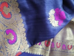 Banarasi Desi Tussar Meena - Navy Blue