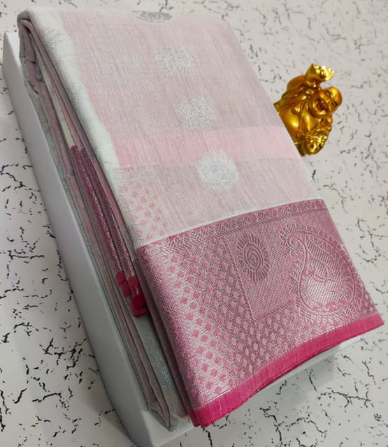 Uppada Tissue Saree - White and Pink