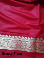 Banarsi Pure Katan Silk - Red, Cream and Gold