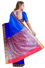Banarasi Blue Soft Silk Saree in Ink Blue with Contrast Resham weave Aanchal