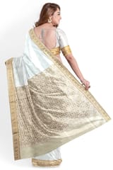 Banarasi Gold and Cream soft silk saree