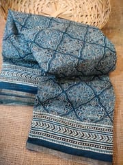 Pure Cotton Very Light Weight Ajrakh Print Saree in Powder Blue