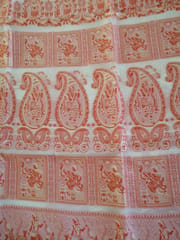 Bengal Pure Soft Cotton Baluchari Saree in White with Orange and Gold weaving.