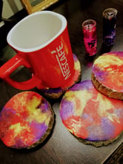 Log Coasters with Beautiful Abstract Painting