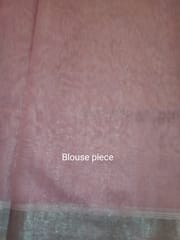 Beautiful Banarsi Tissue Silk Saree in Baby Pink with Caration design Hand embroidery and Chikankari Work