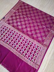 Beautiful Banarsi Dupion Silk Saree in Violet colour in Gharchola Design