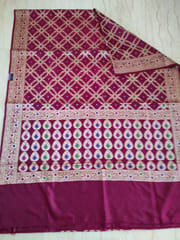 Beautiful Banarsi Dupion Silk Saree in Maroon colour in Gharchola Design