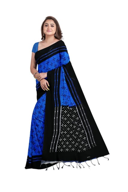 Sambalpuri cotton saree, Pure cotton saree, Blue saree