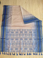 Pure Kanjivaram Silk Saree in a beautiful combination of Cream and Cobalt Blue