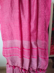 Pure Handloom Banswada Bhagalpur Cotton Saree in Light Pink with Dark Pink Border
