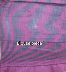 Pure Handloom Banswada Bhagalpur Cotton Saree in Slate Grey with Pink Border