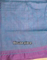 Pure Handloom Banswada Bhagalpur Cotton Saree in Firoza Blue with Pink Border