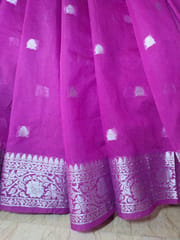 Gorgeous Violet Banarasi Pure Organza Silk Saree with Silver Zari Work