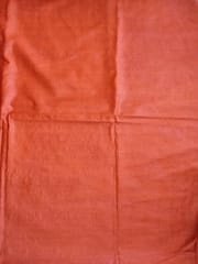 Pure Bhagalpuri Silk In Rust Orange with Off White Vertical Stripes