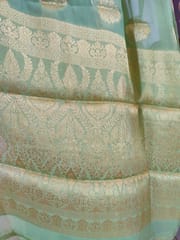 Emerald Green Banarasi Georgette Saree with Beautiful Zari Work