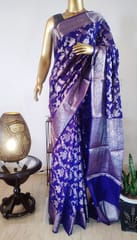 Banarasi Georgette  Silk Saree in Mythical Purple with Zari Jaal work all Over