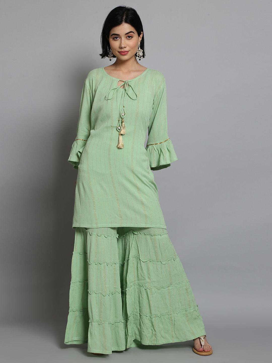 Solid Kurti Inner With Sharara Front
