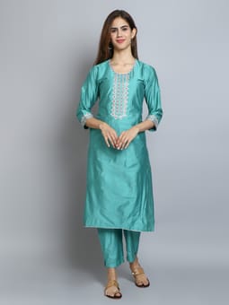 Solid Kurta Pant With Dupatta Side One