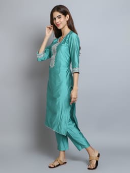 Solid Kurta Pant With Dupatta Side Two