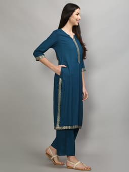 Solid Kurta With Palazzo Closer One