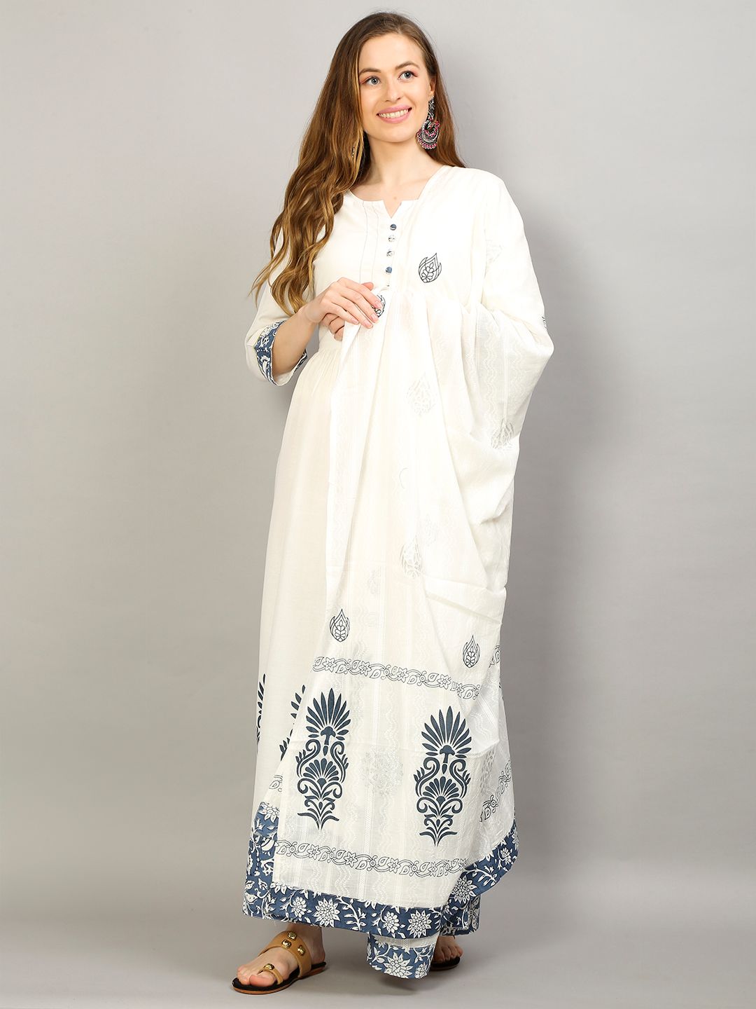 Printed Dress With Dupatta Front