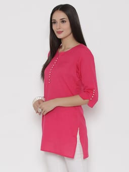 Round Neck Solid Tunic Side