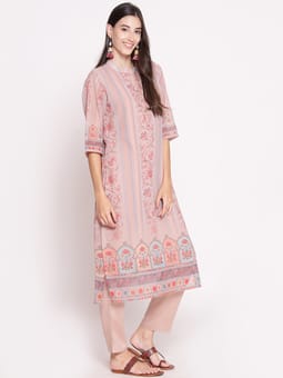 Floral Printed Kurta With Trouser Closer Two