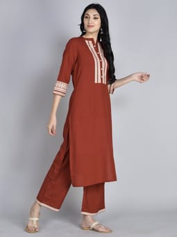 Solid Kurta With Comfort Pant Closer Two