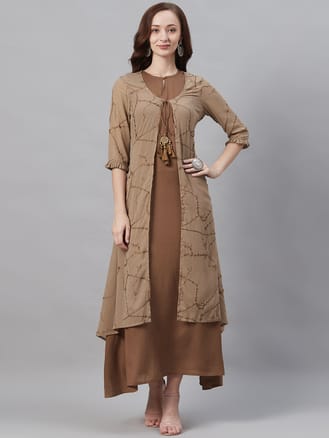 A-line Abstract Dress With Cape