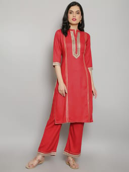 Solid Kurta With Pant Front