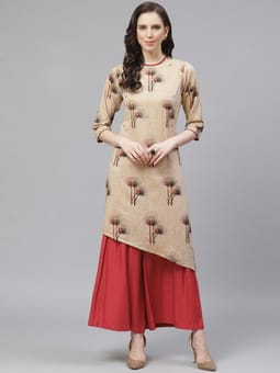 Cotton Floral Kurta With Palazzo Front