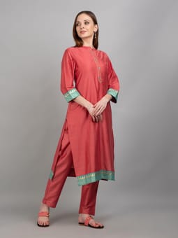 Solid Kurta Trouser Dupatta Closer Two