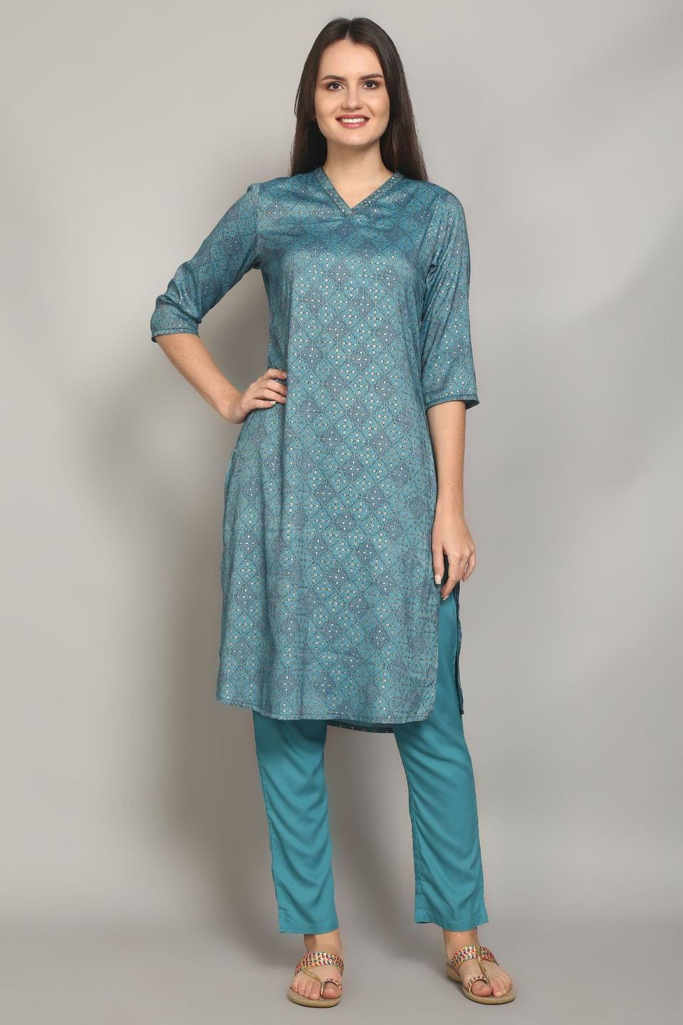 Printed Kurta With Trouser Front