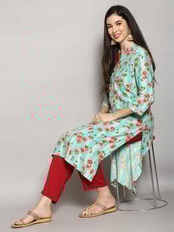 Floral Print Kurta Closer Two