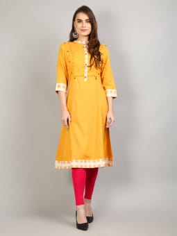 Mandarin Collar Solid Kurta Front