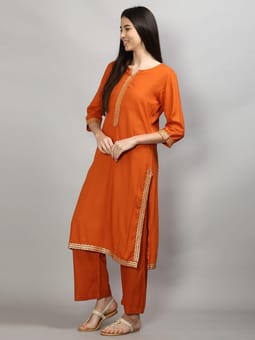 Solid Kurta With Palazzo Closer One