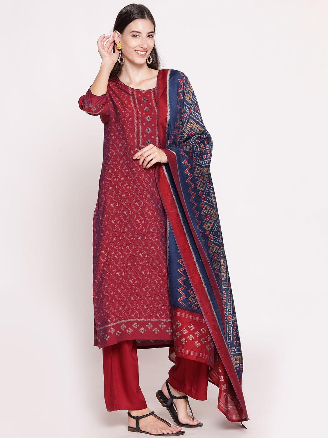 Geometrical Printed Kurta Pant Dupatta Front