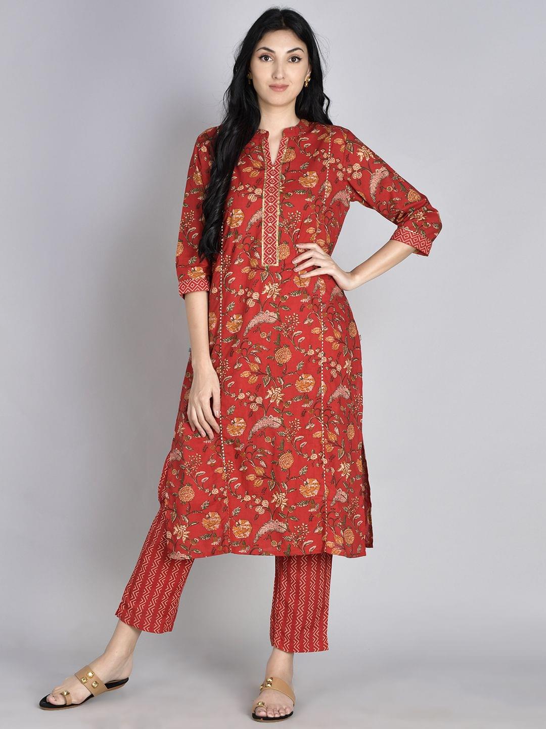 Floral Printed Kurta With Trouser Front