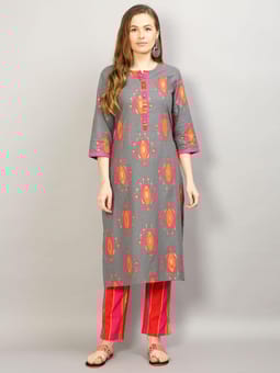 Printed Kurta With Trouser Front