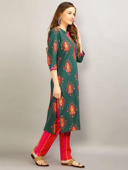 Printed Kurta With Trouser Closer Two