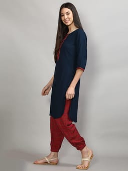Solid Kurta With Harem Pant Closer One