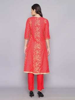 Floral Kurta With Trouser Back