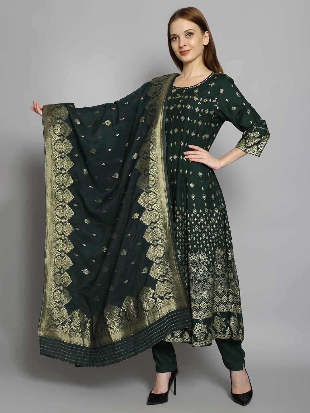 Ornamental Kurta Trouser Dupatta Front